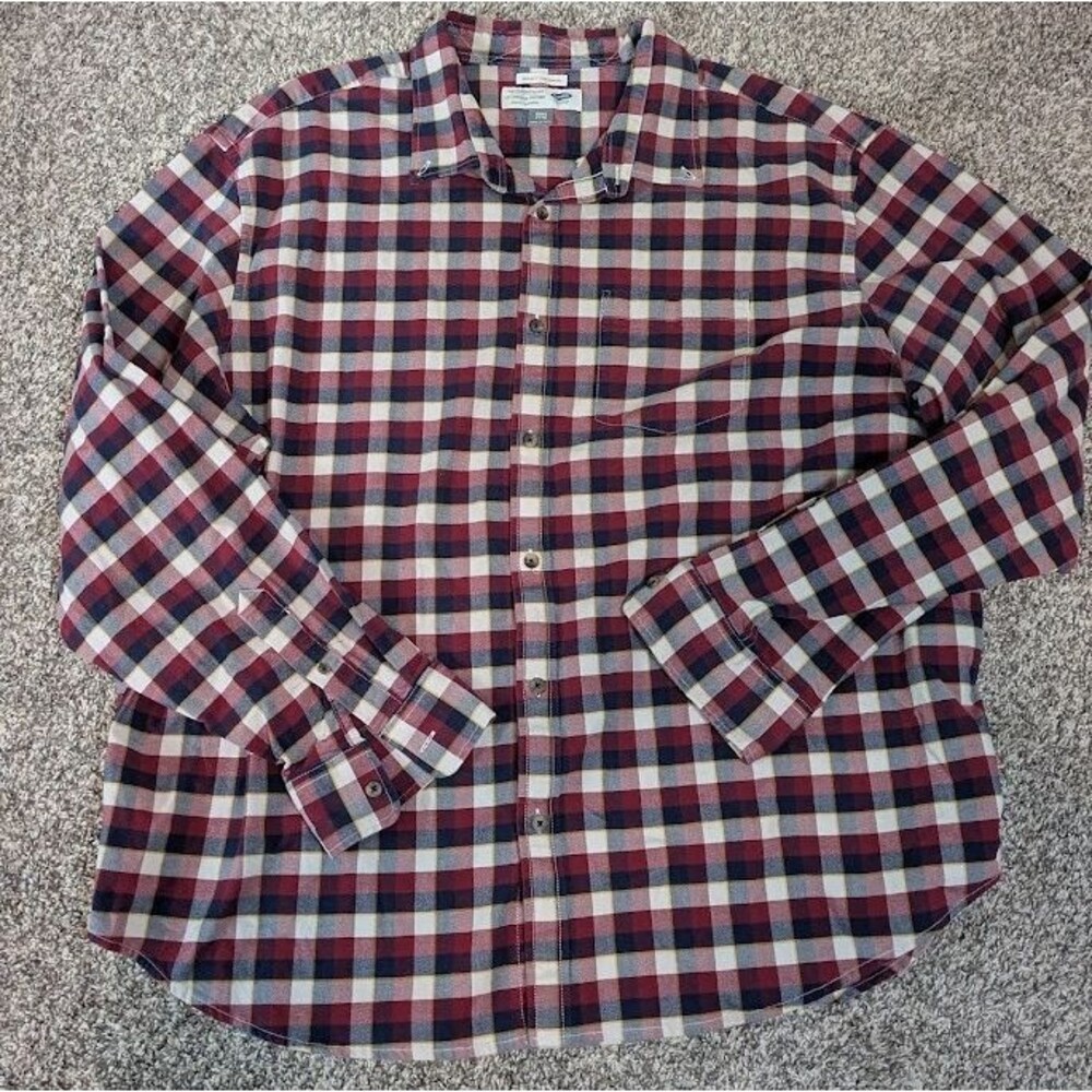 Old Navy Men's Long Sleeve Plaid Shirt Size XXXL The Oxford Shirt Maroon